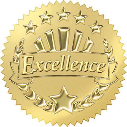 Gold award that says Excellence