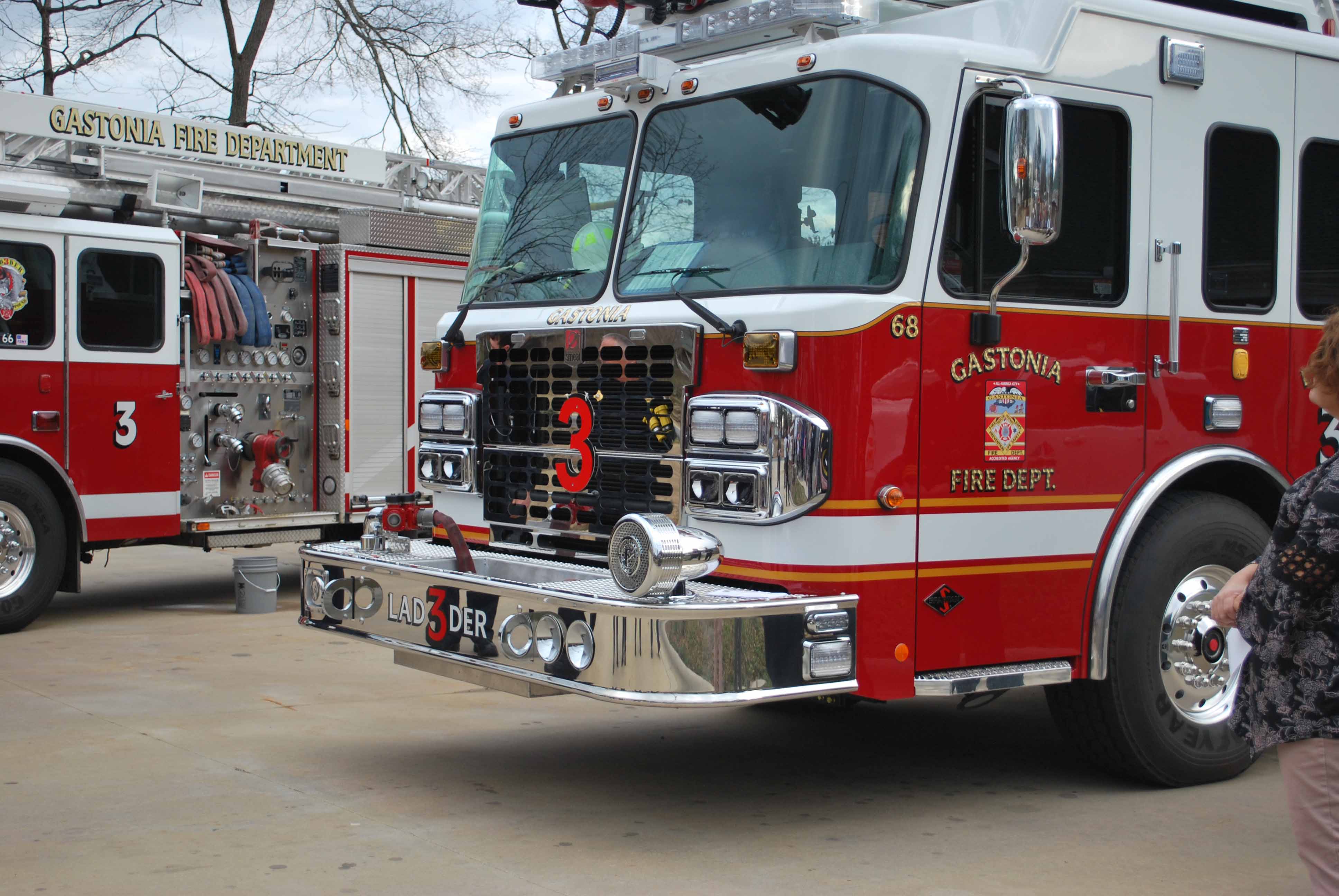 Front of new fire truck with #3 on engine grill